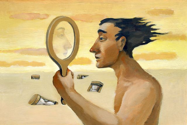 Man Looking in Mirror